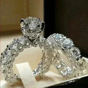 925 Sterling Silver Diamond Wedding Ring Set